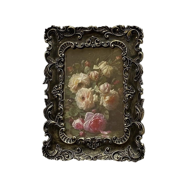 Siruishop Embossed Photo Frame European Antique Picture Frame for Desktop Home Bedroom