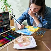 Xueyu Arts and Paints Supplies, 180 Piece Deluxe Drawing Painting Set with Wooden Case, Professional Kit, Drawing Painting Kit for Adults and Art Beginners