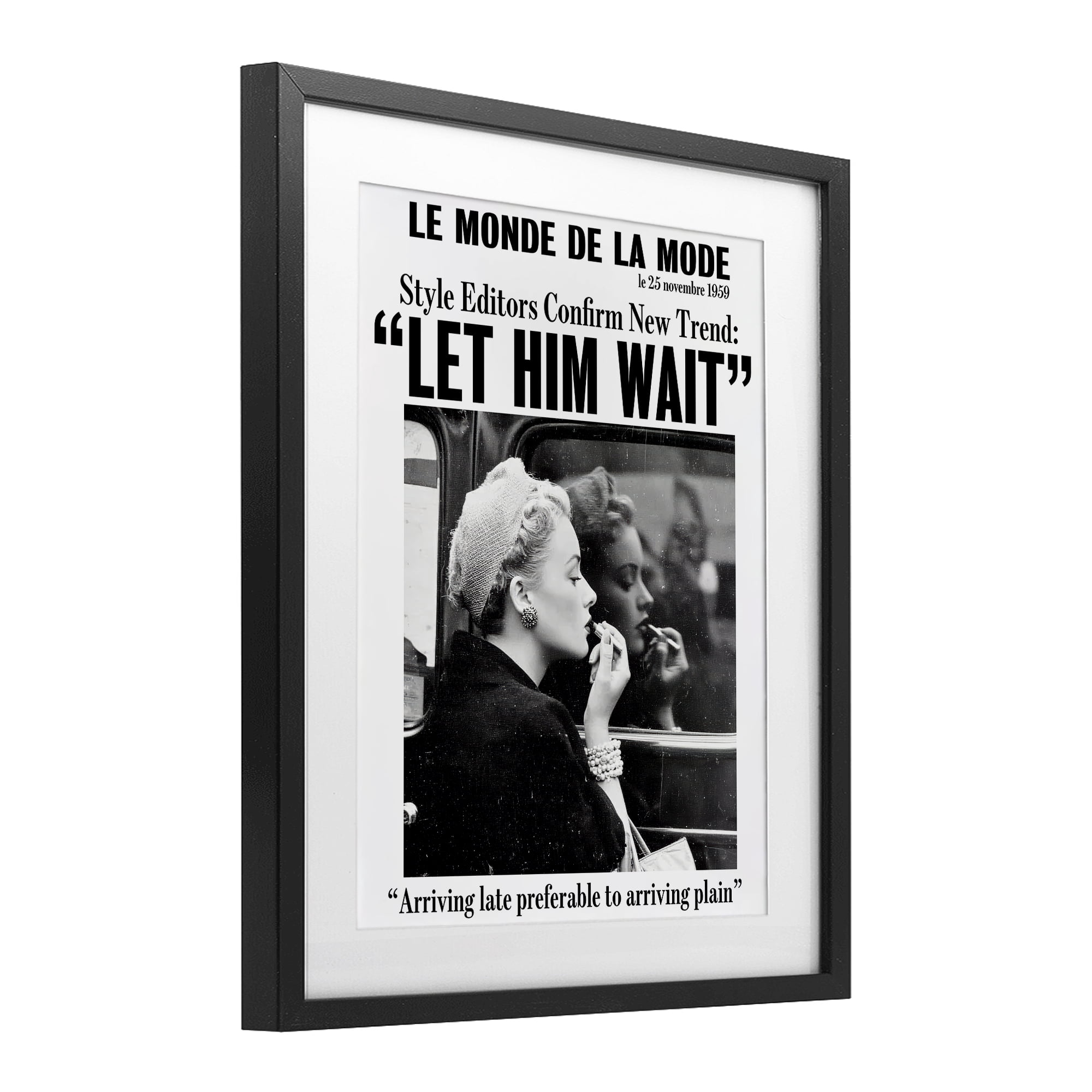Stupell Industries Let Him Wait Advice Black Framed Print Under Glass, design by Annabelle Hall