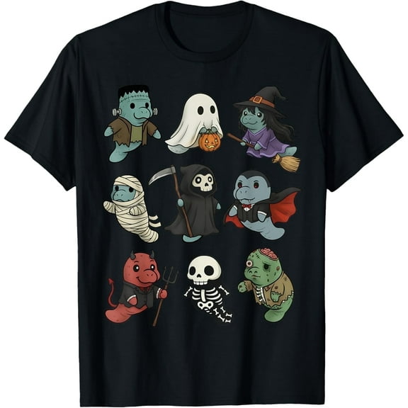 Cute Manatee Ghost Zombie Witch Halloween Costume T-Shirt