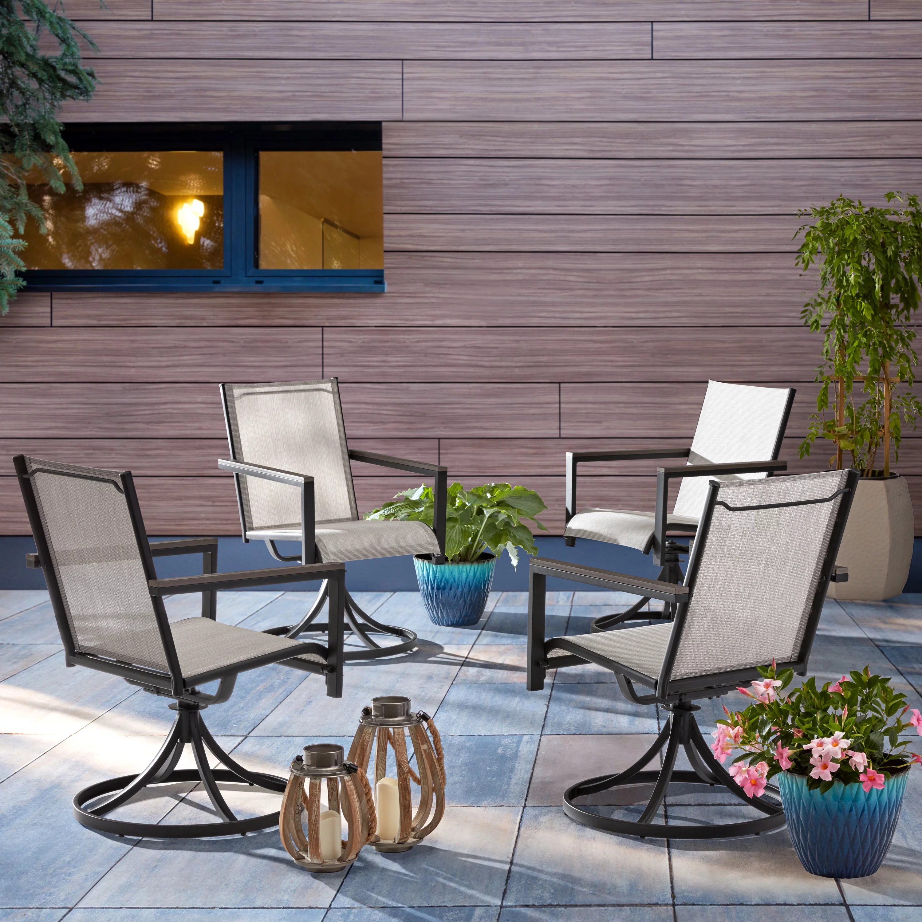 Better Homes & Gardens Brees 5 Piece Sling Swivel Dining Set, Brown
