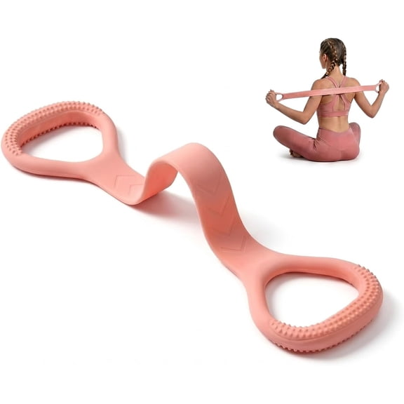 BESTSKY Figure 8 Resistance Bands with Handles,Silicone Exercise Bands for Yoga Pilates Stretching,Portable Home Workout Equipment for Arm Back Shoulder Training,Fitness Band for Women Men