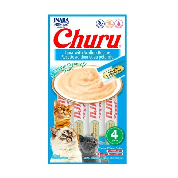 Gato Premio Atún y Ostión Cremoso INABA 6 Sobres 4 Tubos 14 gr