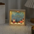 thumbnail image 4 of Christmas Scene Decoration Square Night Lights, Wooden Frame Merry Christmas Tabletop Home Decoration, 4 of 9