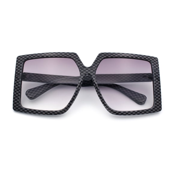 Womens Oversized Rectangular Butterfly Luxury Chic Plastic Sunglasses Slate Carbon Fiber - Smoke