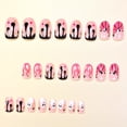 thumbnail image 3 of 24Pcs Halloween Press On Nails Medium Almond & Short Square, Spooky Fake Nails Full Cover Glue on Nails for Women Girls Christmas Party Gift, 3 of 5