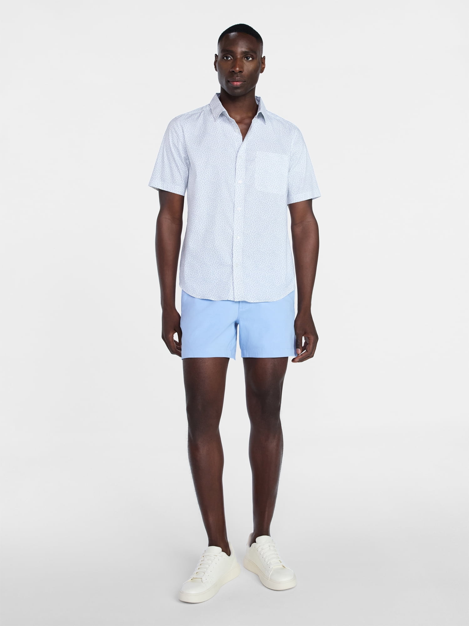 George Men's & Big Men's Modern Fit Button Up Performance Shirt with Short Sleeves, Sizes S-3XL