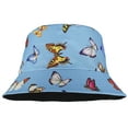 thumbnail image 2 of Women Reversible Bucket Hat Summer Travel Lightweight Foldable Beach Outdoor Hat - Blue Butterfly, 2 of 4