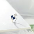 thumbnail image 4 of Gem Stone King 925 Sterling Silver and 10K Yellow Gold Blue Created Sapphire and Lab Grown Diamond 2 Heart Promise Couple Women Engagement Mother Ring (1.02 Cttw, Available in Size 5, 6, 7, 8, 9), 4 of 5