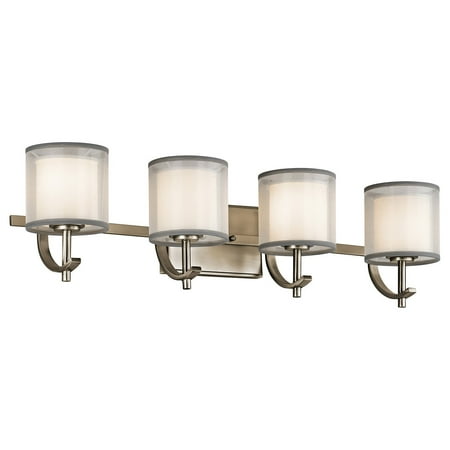 Antique Pewter 4 Light - Bathroom Vanity 4 Light With Antique Pewter Finish Steel Candelabra 29 inch 240 Watts