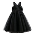 thumbnail image 6 of Girls Princess Dresses Cozy Satin Tulle,V Neck Back Big Bow Floor Length Wedding Flower Party Pageant Gown Black 7-8Years, 6 of 7