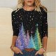thumbnail image 2 of Camisetas de Navidad para Mujeres, 3/4 Manga Cuello Redondo Blusa con Estampado de Vacaciones, Top de Moda Casual, 2 of 9