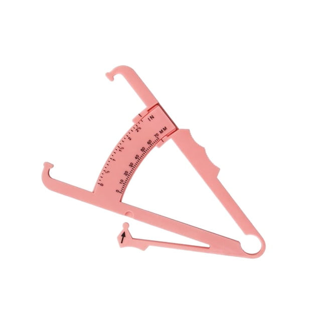 Vogacara Calibrador de pliegues cutáneos preciso portátil para adultos, unidades duales, 0-70mm, probador de grasa corporal antideslizante, Suministros para bajar de peso Rosa