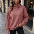 thumbnail image 6 of Women's Turtleneck Oversized Pullover Sweatshirt Long Sleeve Loose Basic Casual Fall Everyday Top, 6 of 7