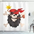 thumbnail image 1 of Ambesonne Skull Smoking Shower Curtain, Bearded Jolly Roger, 69"Wx84"L, White and Multicolor, 1 of 3