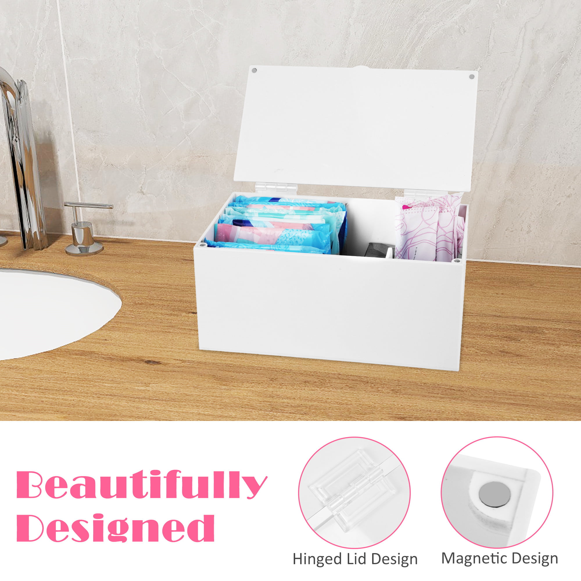 Tampon Holder, Acrylic Tampon Dispenser for Period, Tampon Holder for Women  Bathroom, Tampon Holder for Purse, Tampon Organizer, White