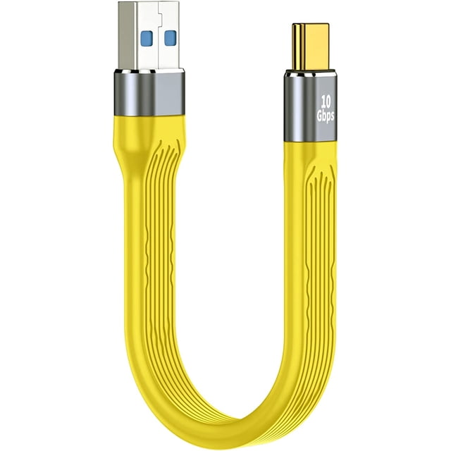 USB C a USB 3.1 Corto AC 10Gbps Tipo C Macho a USB 3.1 Macho Plano Flexi AC USB 3.2 Gen 2 AC Datos 100W PD AC Carga rápida, para Smartphone Tatte,Amarillo,13 cm/5.1 in ACTIVE Biensenido a ACTIVE