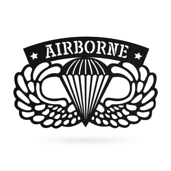 RealSteel Airborne Emblem Wall Décor - Showcase Military Pride with Style (18"/Black)