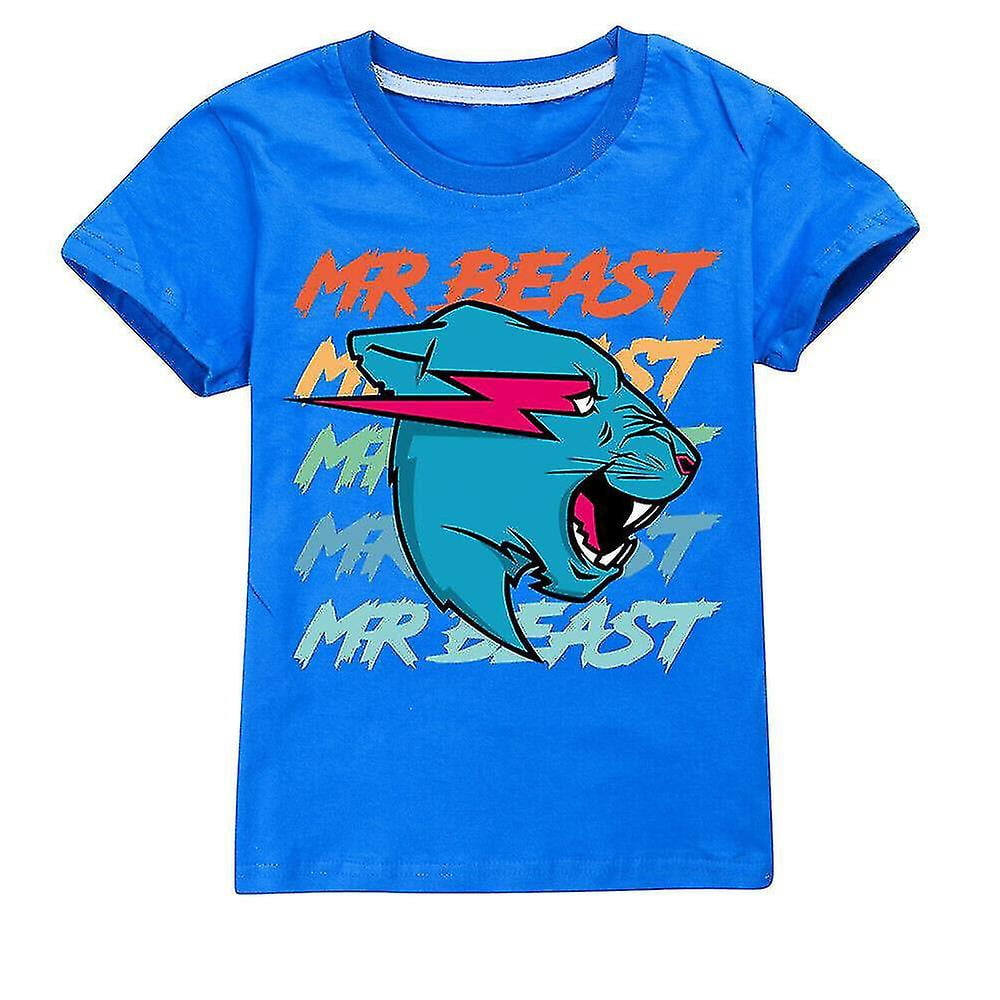 T-shirt MrBeast Beast Games - Panthere Bleue - Coton - Unisexe Enfant - Noir