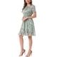 thumbnail image 4 of Vestido de gasa con volantes y mangas cortas A-Line con fruncido floral para mujer XL Verde claro, 4 of 6
