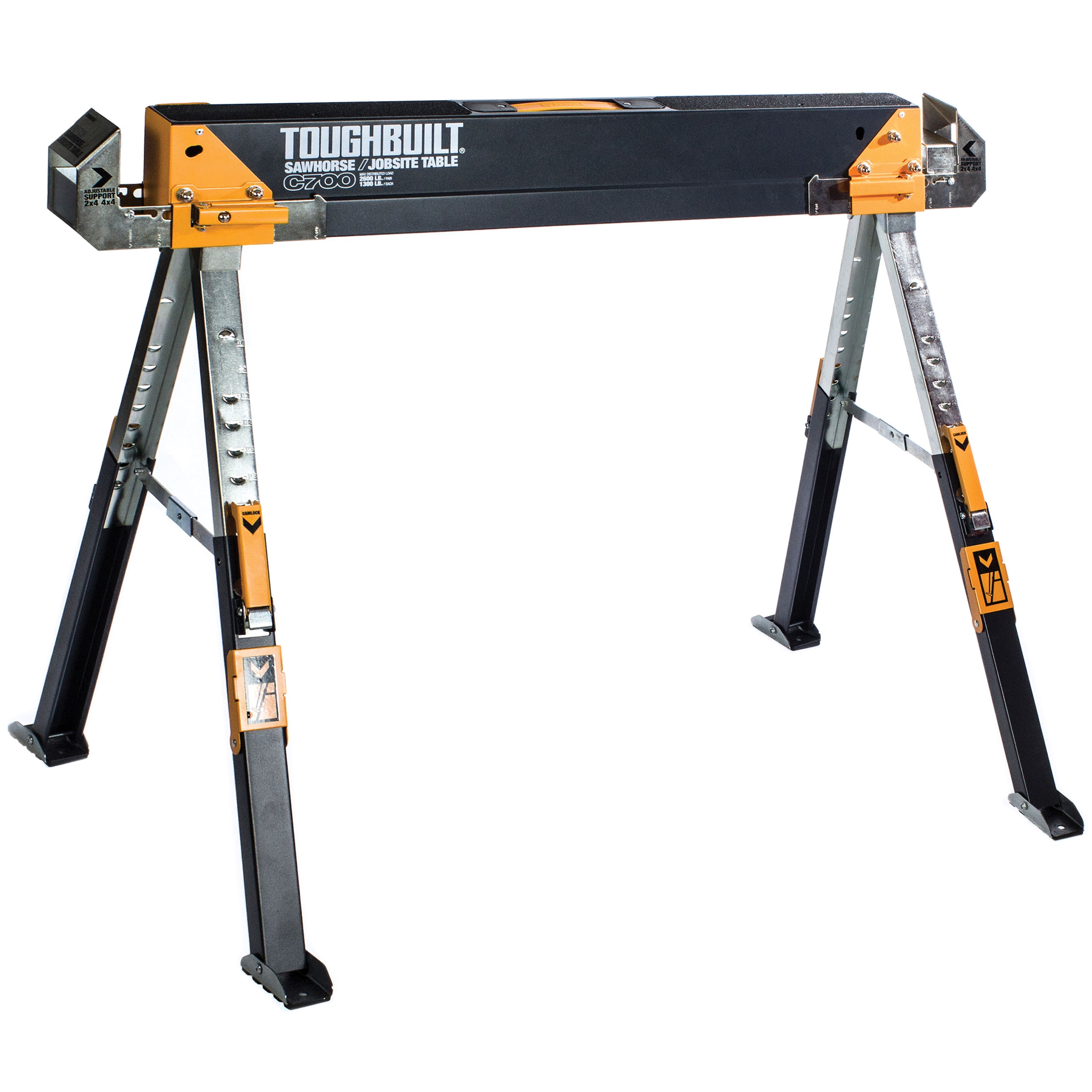 42.4 in Adjustable Height Steel Sawhorse Durable Jobsite Table 1100 lbs Capacity 