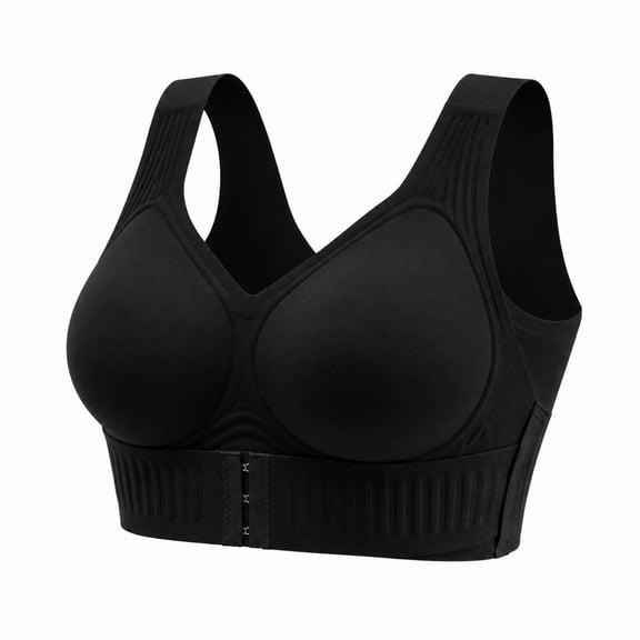Jelly Push Up Wireless Front Close Bralette, Comfort Front Closure Bra for Women, Soft Seamless Everyday Support Lounge,Black,UnderBust:27-31"