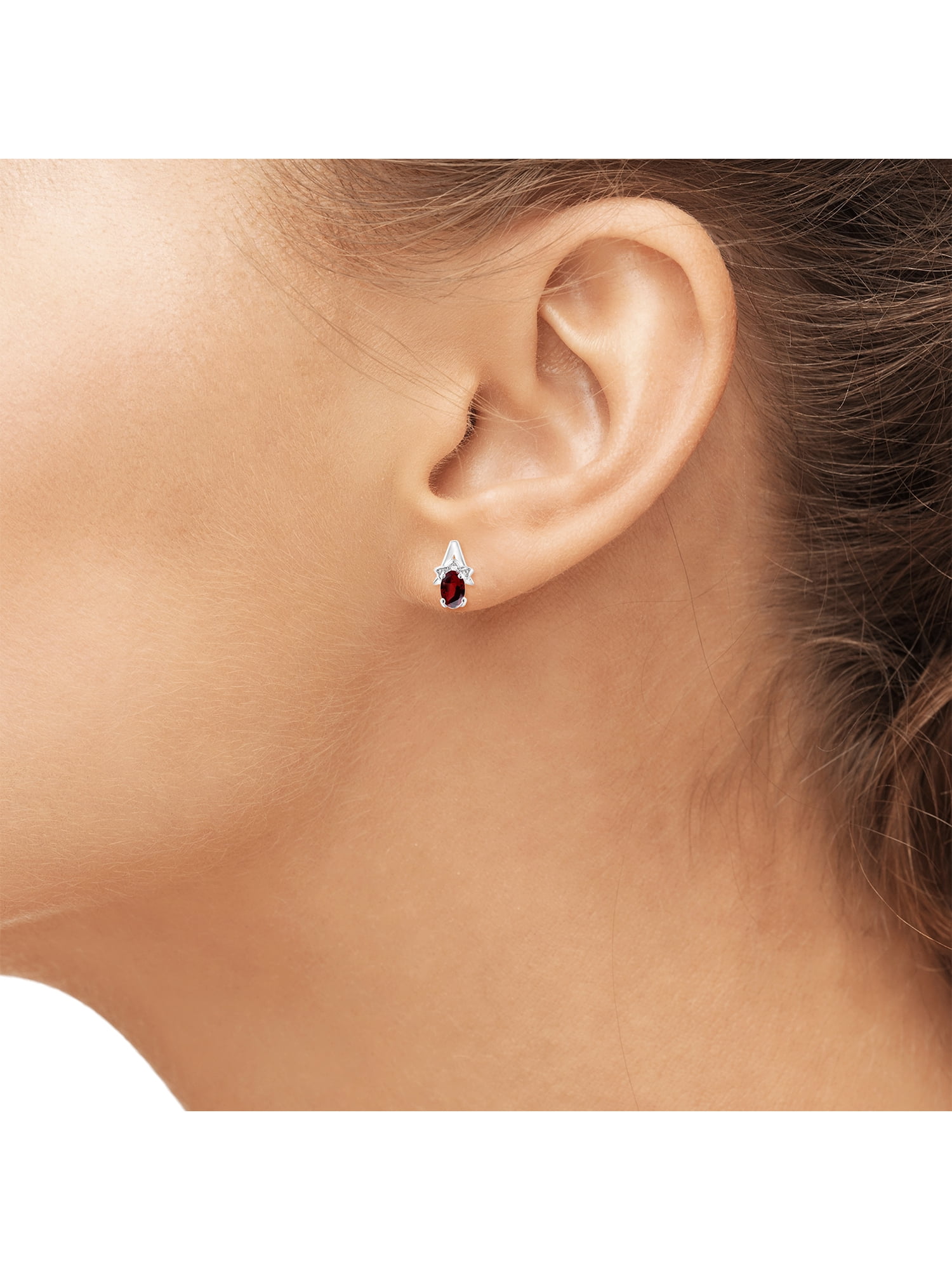 JewelersClub 1.20 CTW Garnet Stud Earrings – Sterling Silver (.925)| Hypoallergenic Studs for Women - Oval Cut Set with Push Backs