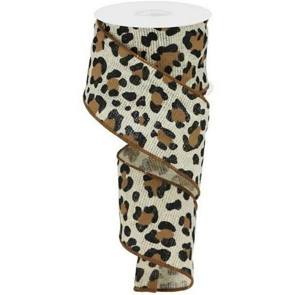2.5" Leopard Print Ribbon: Ivory (10 Yards)