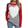 thumbnail image 2 of Aueoeo Cute Heart Sweater For Women Fashion Print Valentine Romantic Knitted Top Casual Crewneck Long Sleeve Sweaters Pullover, 2 of 6