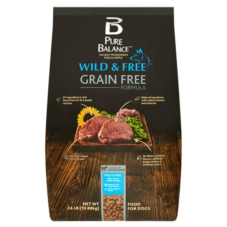 Pure Balance Wild & Free Grain Free Formula Bison, Pea & Venison Recipe Food for Dogs, 24