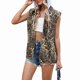 thumbnail image 3 of Chaleco Vaquero para Mujer, de Gran Tamaño, Sin Mangas, con Botones y Chaqueta Vaquera Estampado de Leopardo XL, 3 of 9
