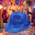 thumbnail image 2 of Oiyii Toddler Boys Sequin Fedoras Sparkle Stage Per formance Party Fedora Hats, Dark Blue, 2 of 4