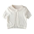 thumbnail image 2 of Toddler Girls Short Sleeve Bolero Cardigan Sweaters Kids Knit Button Open Front Lettuce Trim Shrug Cropped Cute Sweater Tops, 2 of 5