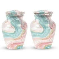 SUBSH Marble Design Metal Urn - Small Urns for Human Ashes Keepsake - Urns for Human Ashes - Funeral Decorations - Cremation Urns for Women - Urn Keepsake Human Ashes (3inch, 2pcs)