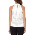 thumbnail image 3 of INSPIRE CHIC Women's Elegant Summer Pleated Mock Neck Tops Sleeveless Halter Tank Satin Blouse M White, 3 of 6