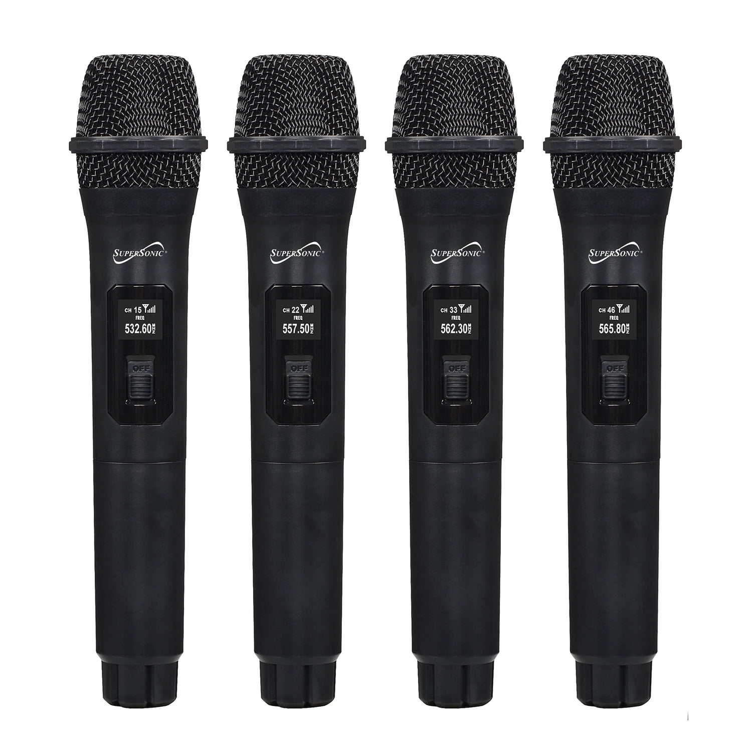 Supersonic 4-Channel 2.4-GHz Wireless Microphone System with 4 Handheld Microphones and Receiver, SC-909