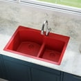 thumbnail image 2 of Elkay Quartz Luxe 33" x 22" x 10", Offset 60/40 Double Bowl Drop-in Sink with Aqua Divide, Maraschino, 2 of 3