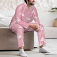 thumbnail image 7 of Susaid Pink Flamingos and Flowers Print Men's Long Sleeve Pajama Set, Two-Piece Button-Down Loungewear PJs Set, Comfortable Sleepwear for Relaxation-Medium, 7 of 7