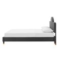 thumbnail image 6 of Platform Bed Frame, Queen Size, Charcoal Grey Gray, Velvet, Modern Contemporary, Bedroom Master Guest Suite Room, 6 of 10