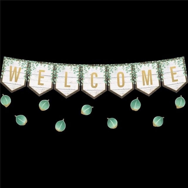 Teacher Created Resources TCR8472 Eucalyptus Pennants Welcome Bulletin Board Set