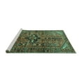 thumbnail image 2 of Ahgly Company Machine Washable Indoor Rectangle Persian Turquoise Blue Traditional Area Rugs, 2' x 5', 2 of 4