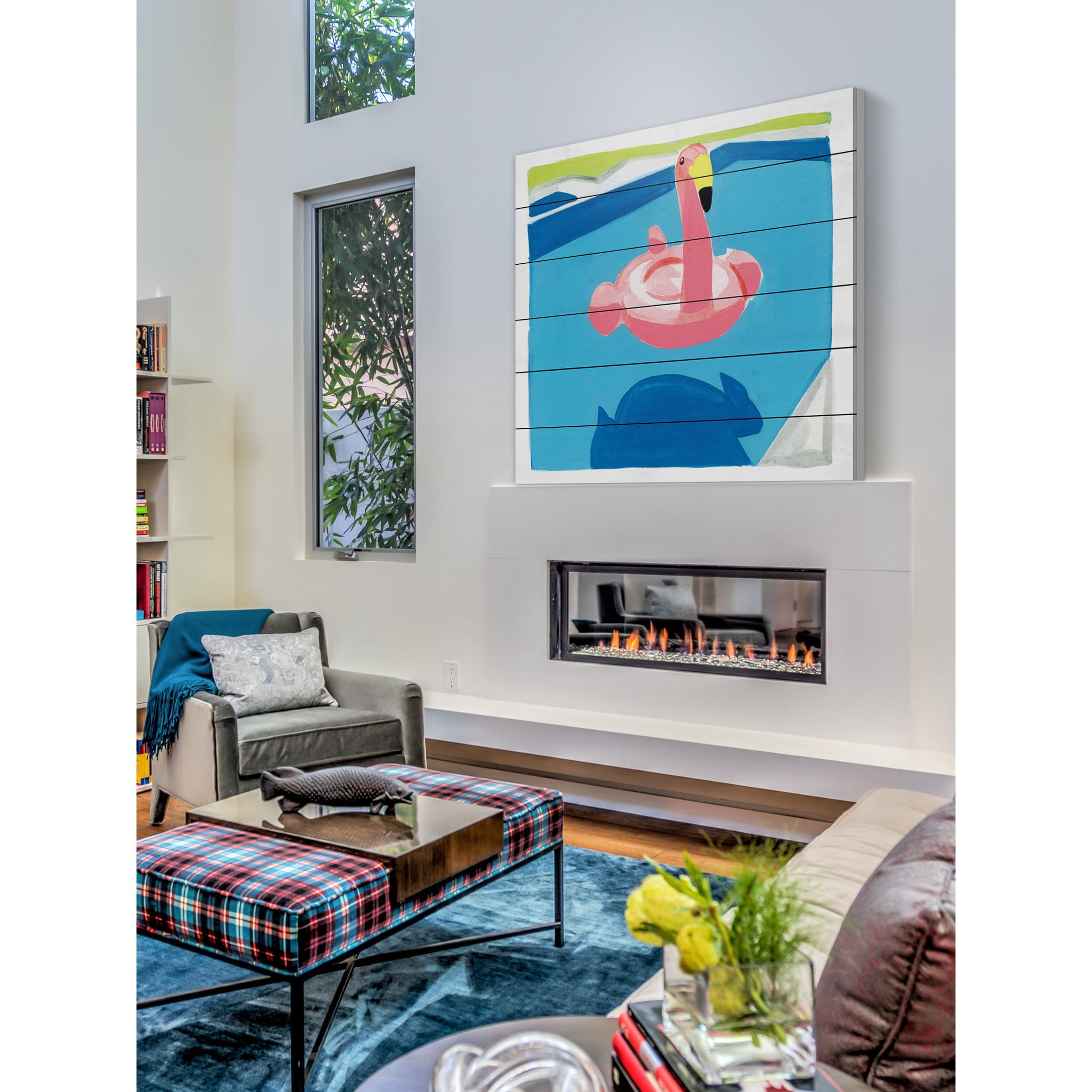 Marmont Hill "Pool Float" By Molly Rosner Painting Art Print On White Wood, 24.0" x 1.5"
