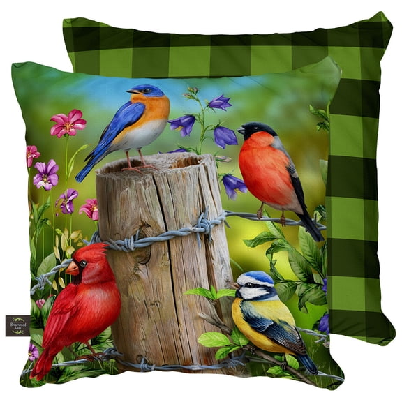 Briarwood Lane Fence Post Birds Spring Decorative Pillow