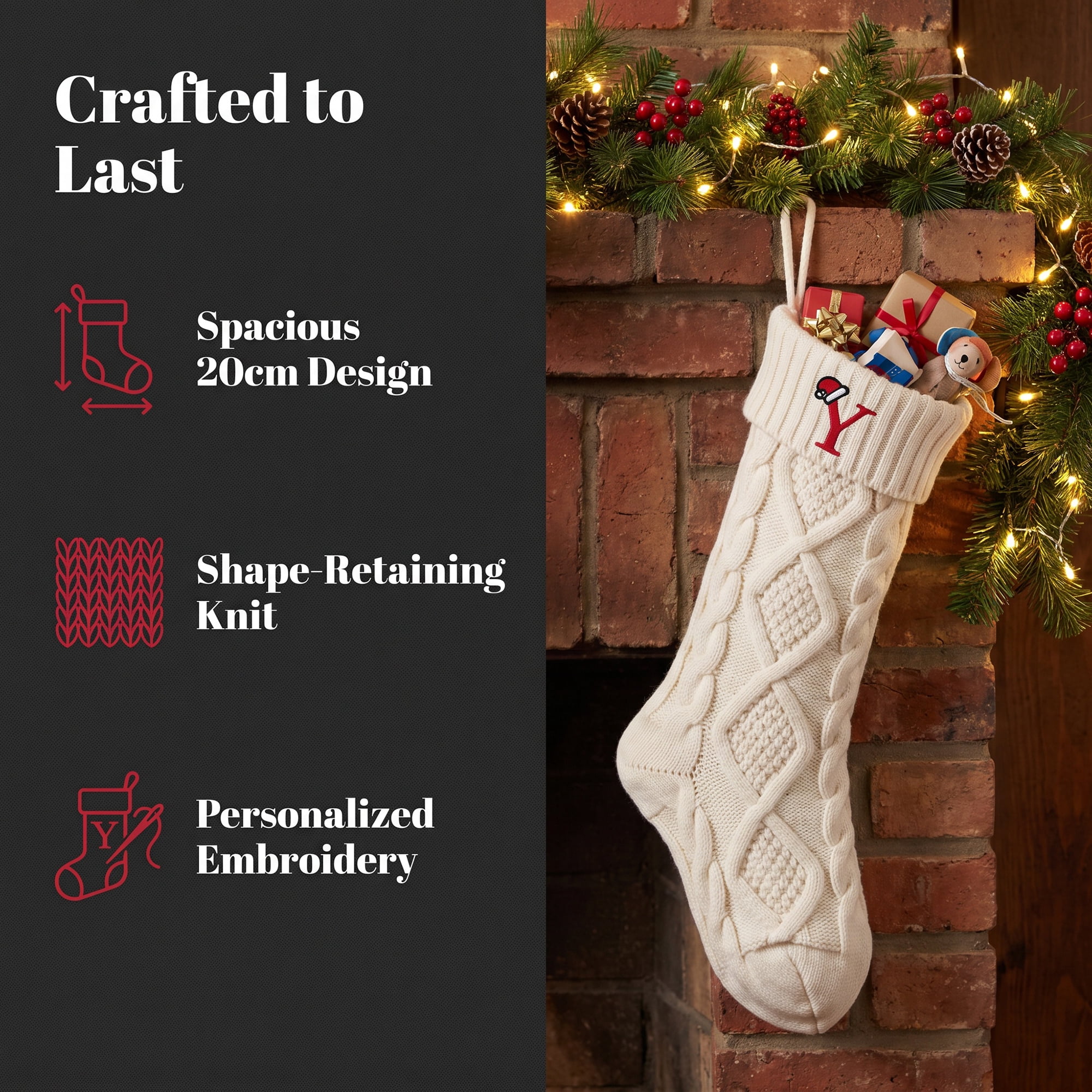 Unique Bargains Canine Bone Christmas Stocking Luxury Puppy Holiday Keepsake Sack Letter Y 17"
