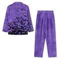 thumbnail image 7 of SEANATIVE Halloween Womens Button Up Pajama Sets Size XS Purple Bats Long Sleeve Women Pajamas Womens Button Up Pajamas Ladies Fall Winter Loungewear Set of 2 Jogger Outfits, 7 of 7
