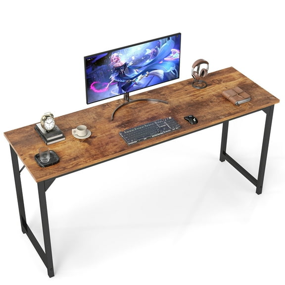 CONCETTA 63 Inch Computer Desk, Simple Office Desk Table for Gaming or Home Office, Writing Desk for Small Space, Rust