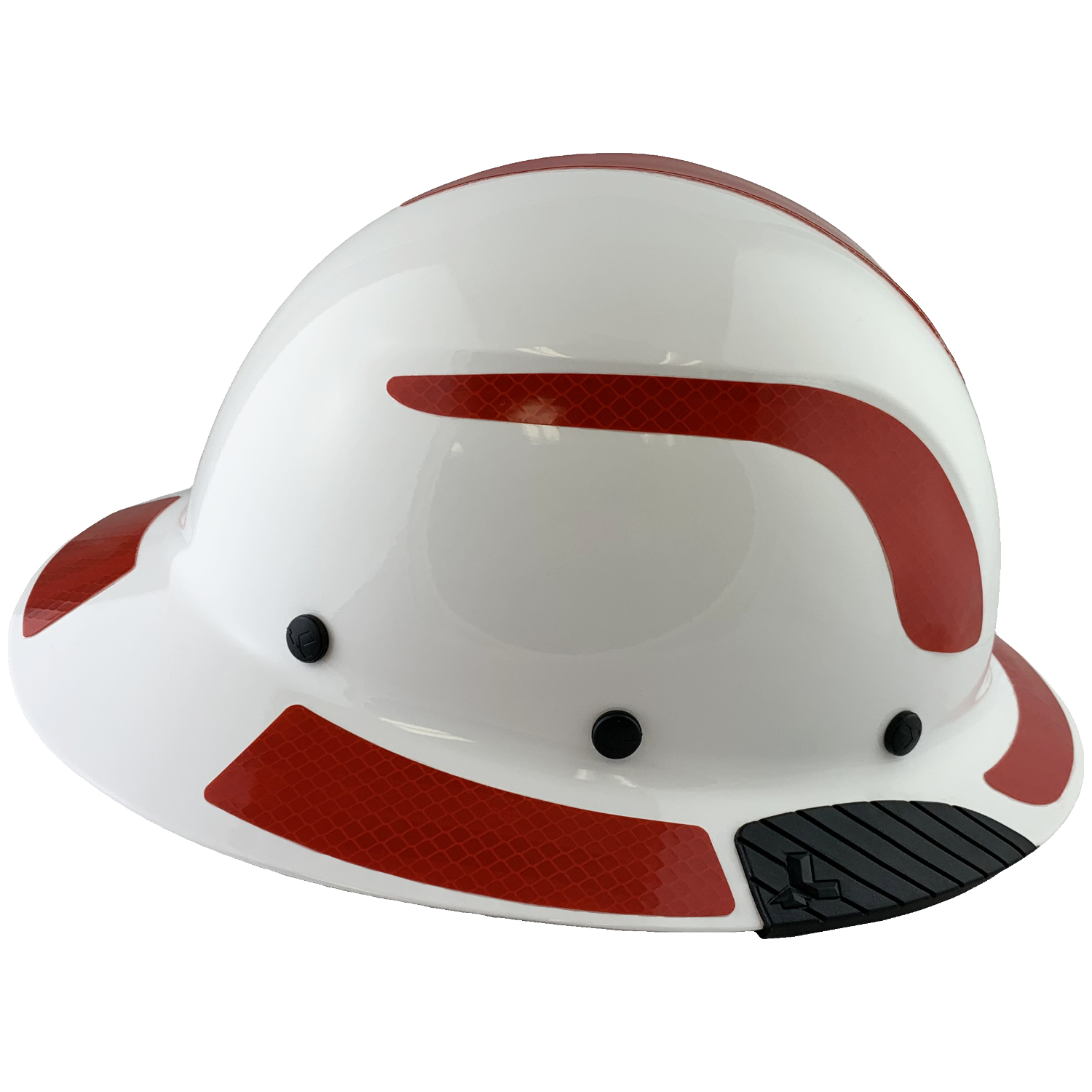 Lift Safety Helmet - Actual Carbon Fiber Full Brim Hard Hat - White with Red Reflective Decals with Hard Hat Tote Bag