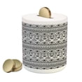 thumbnail image 1 of Aztec Piggy Bank, Geometric Abstract Rhombus Diamond Shapes Trippy Zig Zag Art, Ceramic Coin Bank Money Box for Cash Saving, 3.6" X 3.2", Black and White, by Ambesonne, 1 of 4