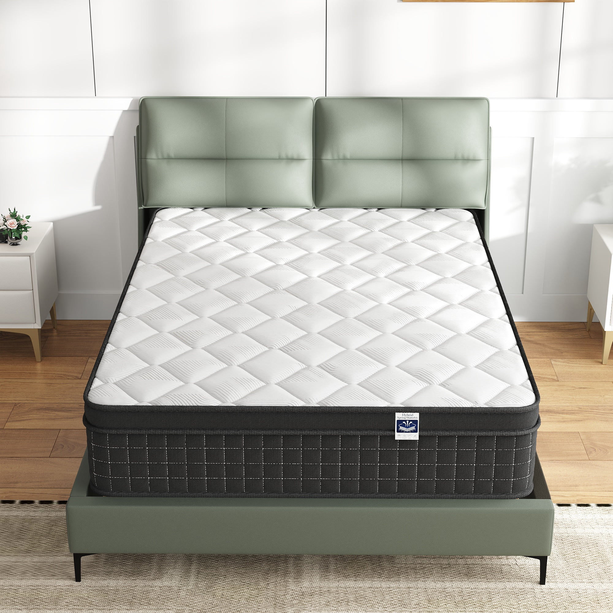 Full Size 12" Hybrid Mattress - Gel Memory Foam & Pocket Springs, Medium Firm Feel, Motion Isolation, Pressure Relief, CertiPUR-US