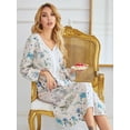thumbnail image 2 of Nightgowns for Women Deep V Neck Comfy Sleepwear Loungewear,Floral Print House Dresses Long Sleeve Sleep Dress Nightshirt Sleepwear,Full-Length Asymmetric Plus Size Pajama Dress,S-2XL White Floral, 2 of 7
